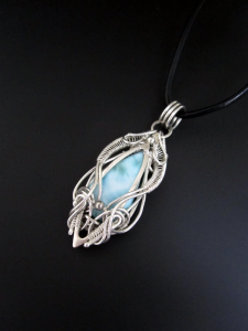Sterling and Fine Silver Larimar Pendant