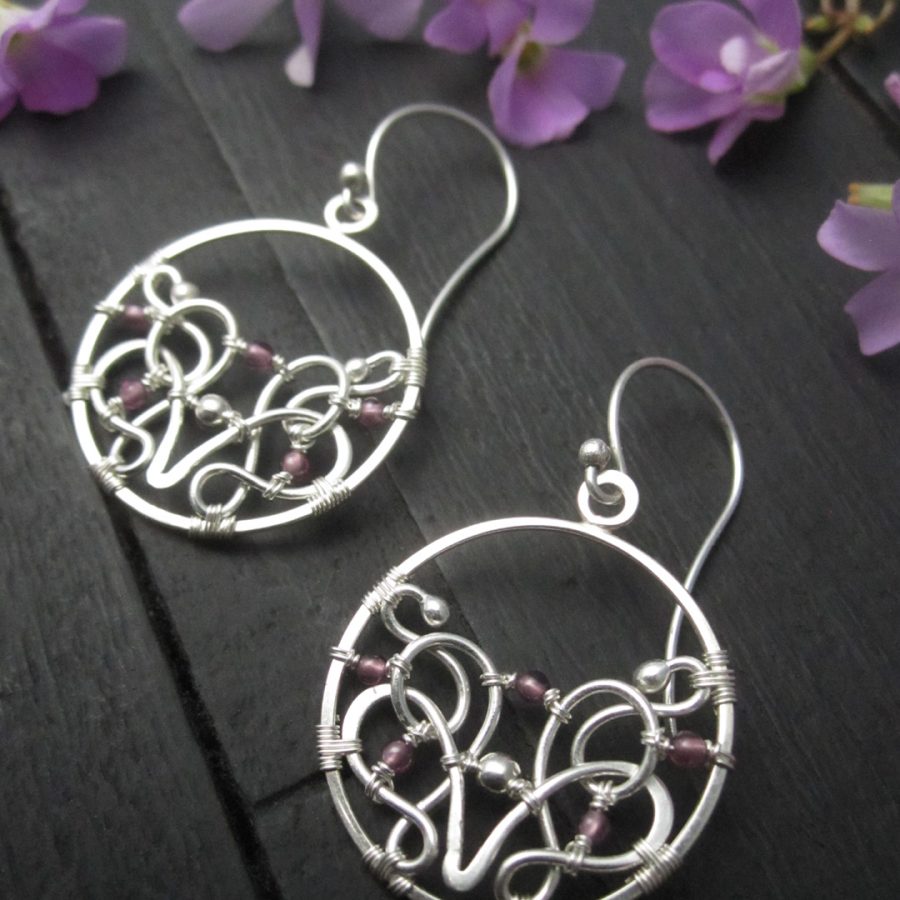 sterling-silver-purple-garnet-earring