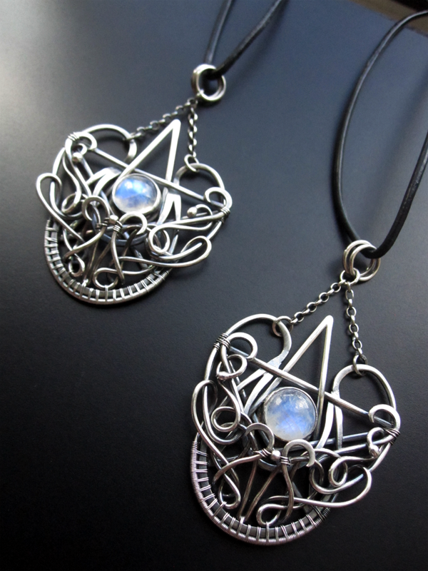 sterling silver moonstone star pendant