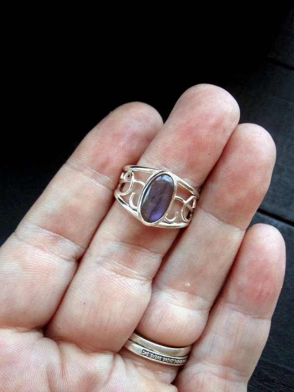 purple labradorite swirl ring