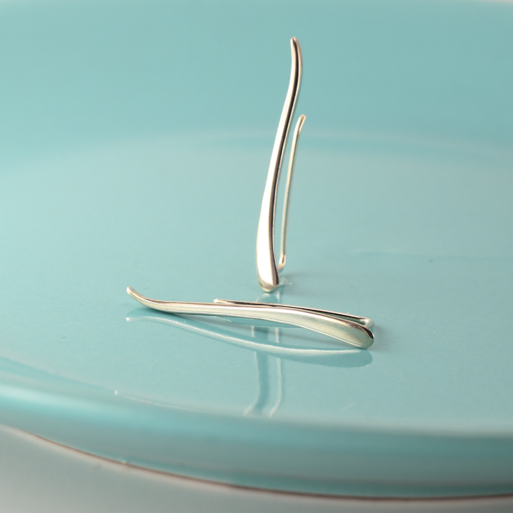 sterling silver wave ear climber