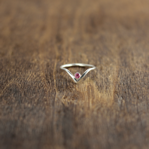 Sterling Silver Pink Tourmaline Chevron Ring