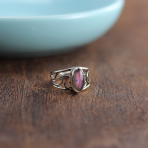 purple labradorite swirl ring