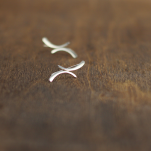 Sterling Silver Curved Cross Ear Climbers
