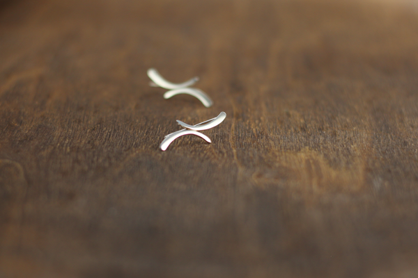 Sterling Silver Curved Cross Ear Climbers
