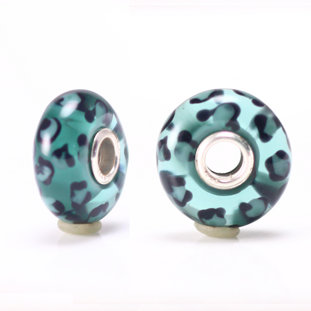 Leopard Print Bead Charm - Teal