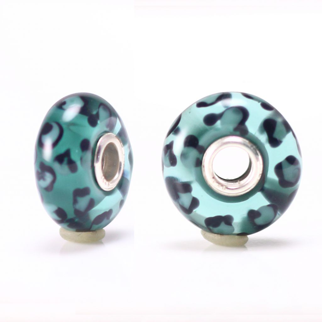 Leopard Print Bead Charm - Teal
