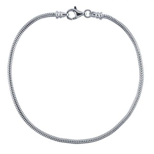 Sterling Silver 2mm Unseamed Snake Chain Bracelet with Threaded End Cap