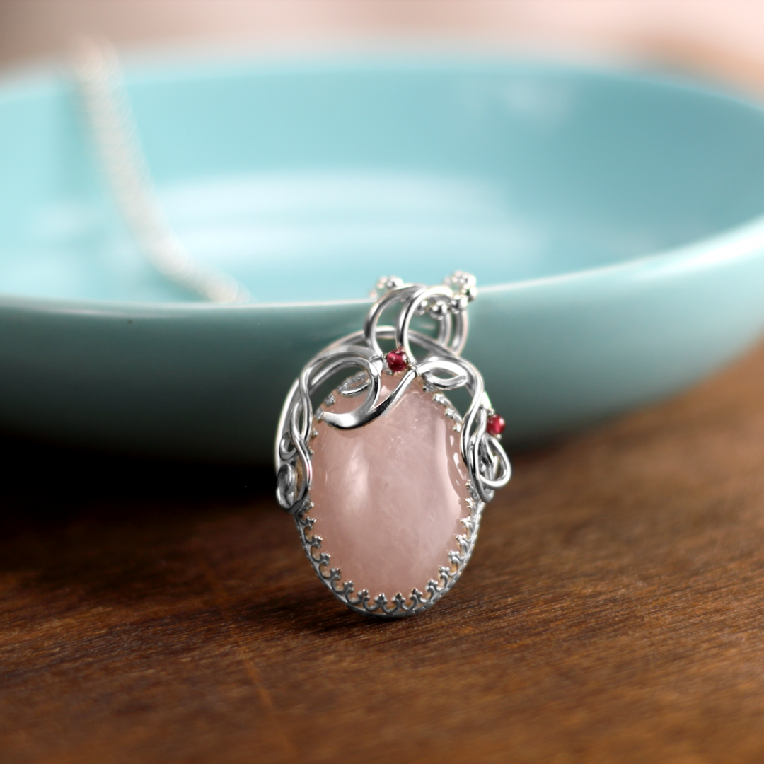 Sterling Rose Quartz Pendant
