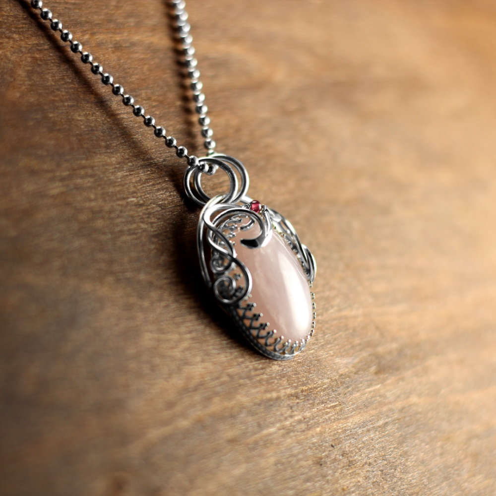 Sterling Rose Quartz Pendant