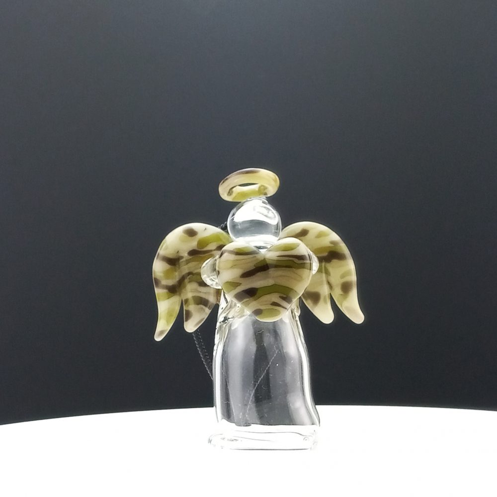 Glass Camouflage Angel holding Camo Heart
