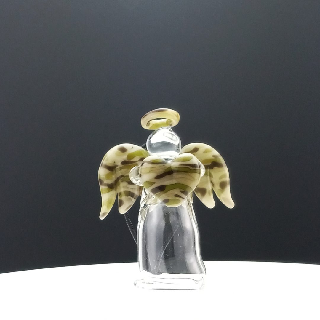 Glass Camouflage Angel holding Camo Heart