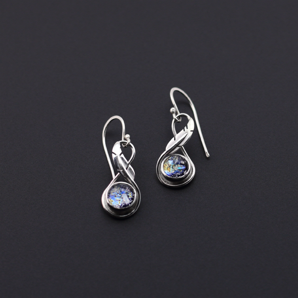 Sterling Silver Infinity Feather Earrings