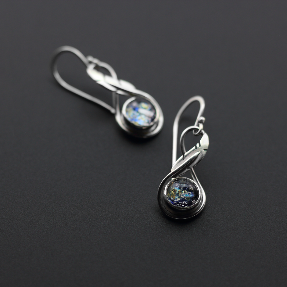 Sterling Silver Infinity Feather Earrings