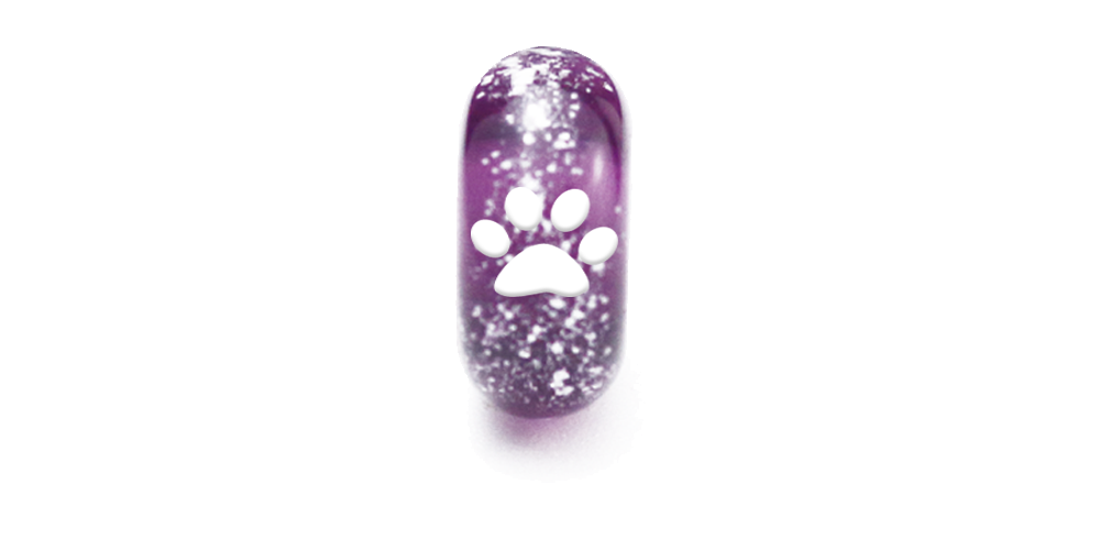 Gold Amethyst Memorial Paw bead