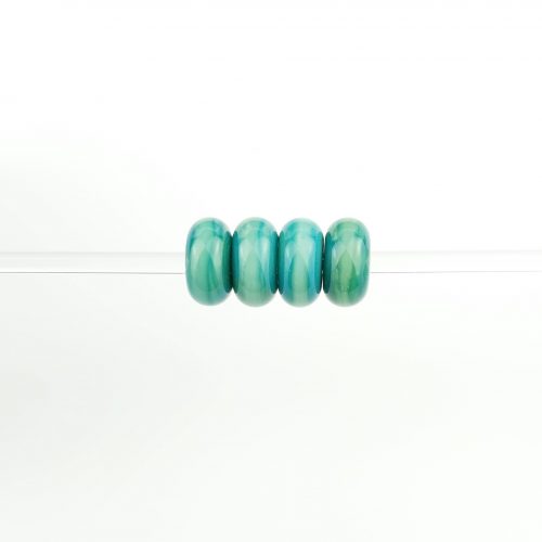 Set of 4 Small Green Boro Beads