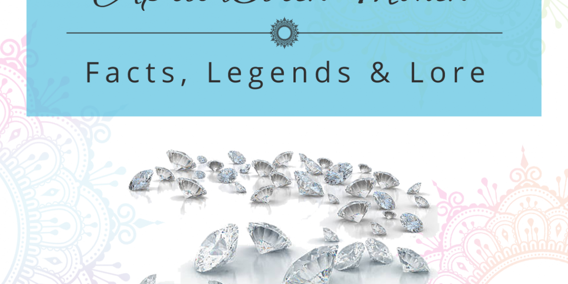 Image of diamonds with the text April birth month facts, legends and lore