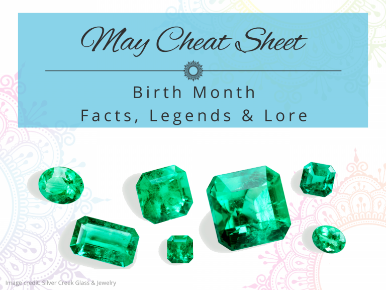 may-birth-month Image of emeralds with text above that reads May birth month facts legends and lore